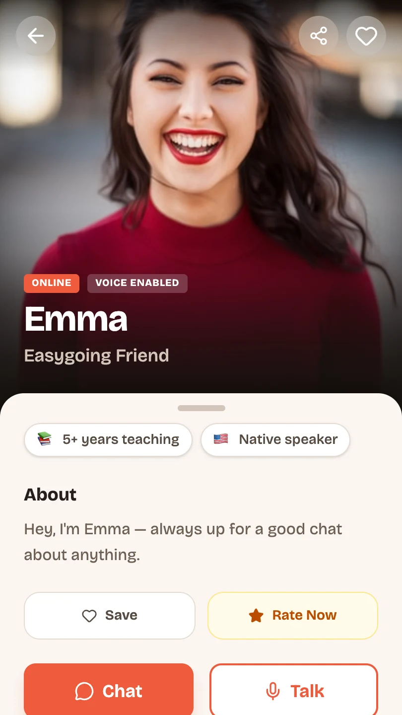 Discover your favorite — browse personas, save favorites and rate your conversations